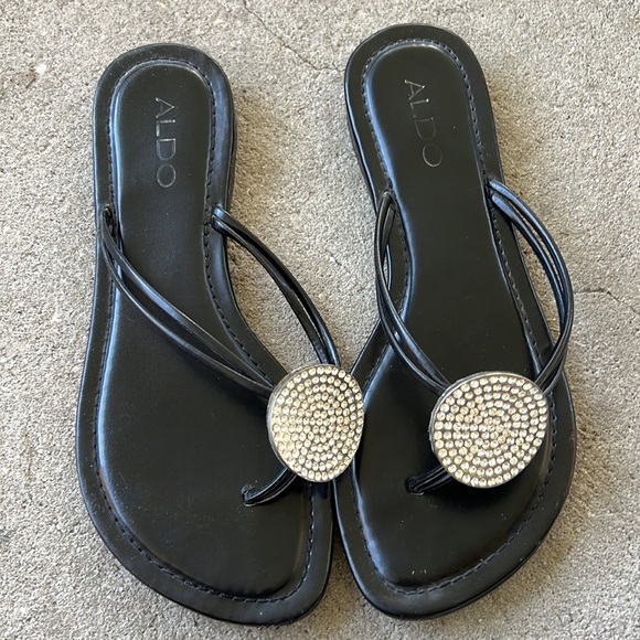 Aldo Black Rhinestone Sandals - Picture 3 of 8